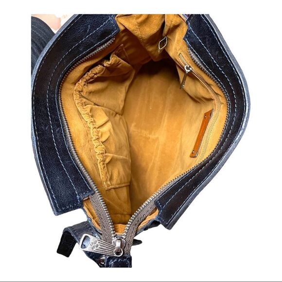 NEW Patricia Nash Scarlet Bloom Antilly Leather Sling Bag Navy Floral Crossbody - Picture 11 of 14